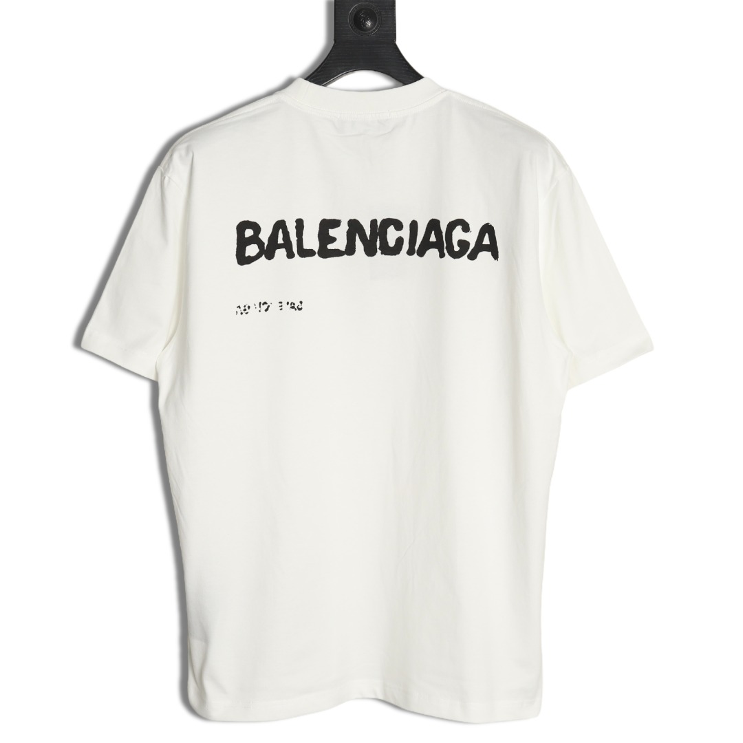 Balenciaga Hand-painted graffiti print washed short-sleeves