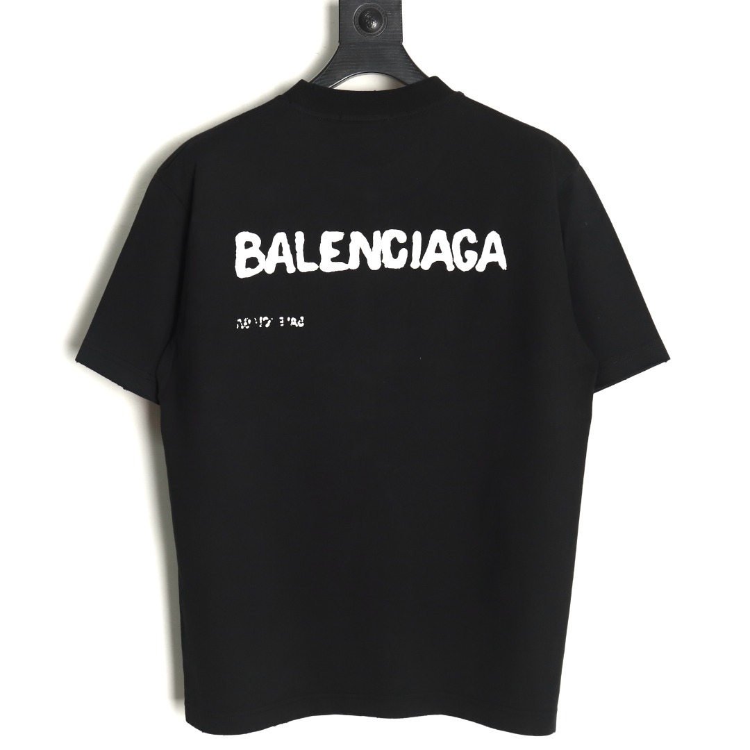 Balenciaga Hand-painted graffiti print washed short-sleeves TSK1
