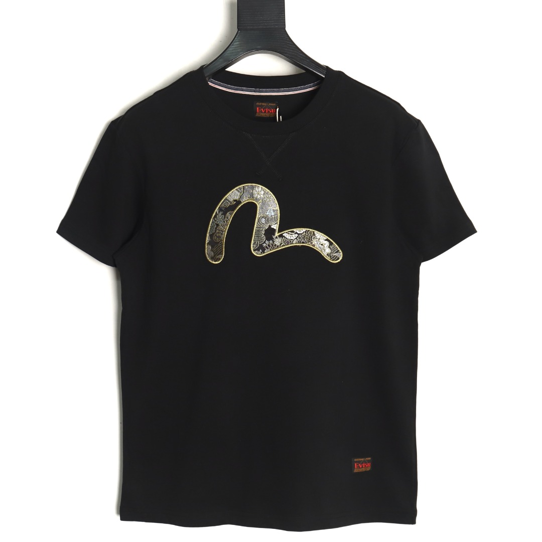 Evisu brocade seagull embroidered short sleeves