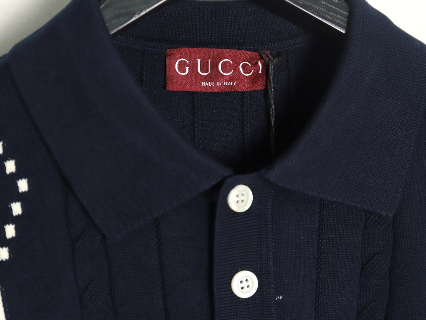 Gucci Double G jacquard cable-knit Polo short sleeves TSK1