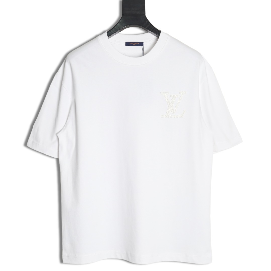 Louis Vuitton pearl hot diamond letter logo short sleeve