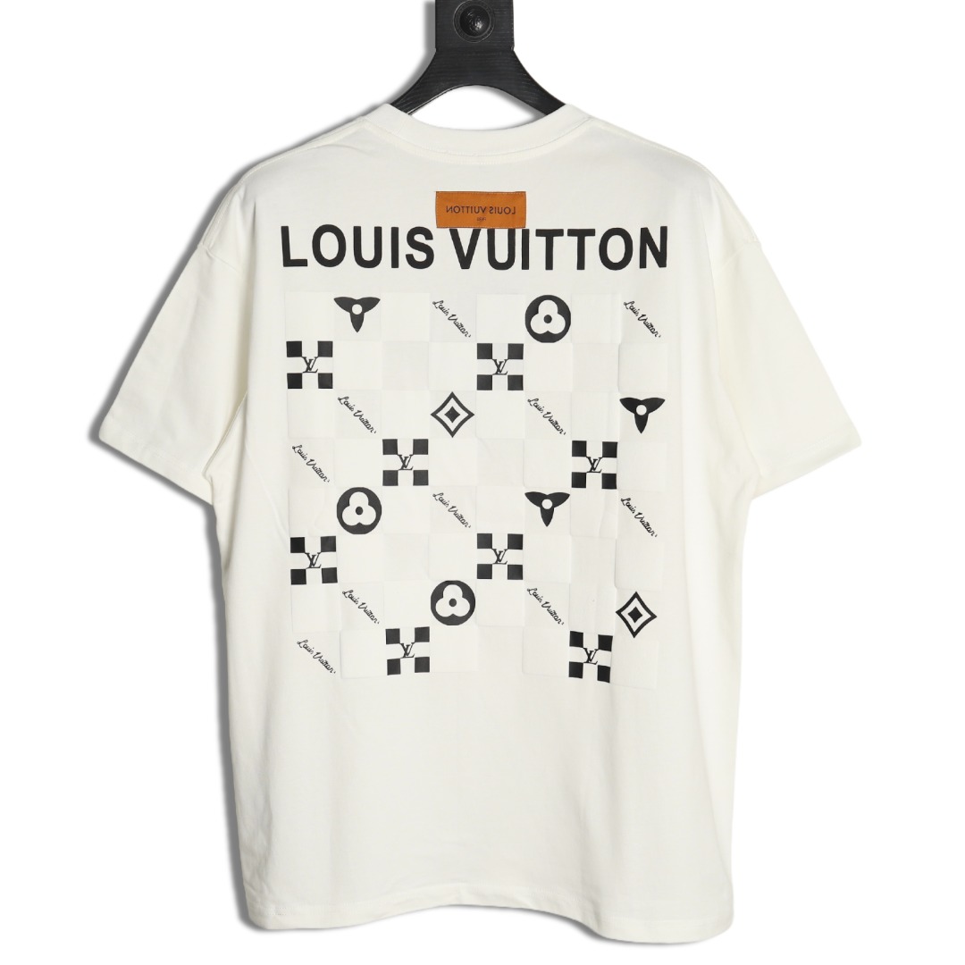 Louis Vuitton Back Checkerboard Short Sleeve T-Shirt