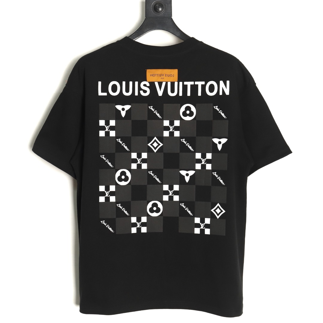 Louis Vuitton Back Checkerboard Short Sleeve T-Shirt TSK1