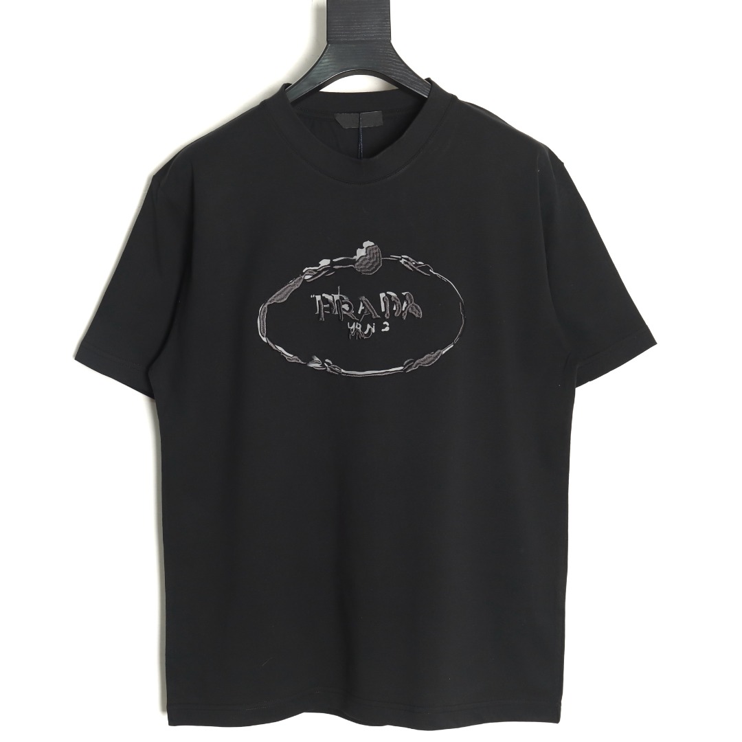 Prada hand-painted badge 3D embroidery short sleeves TSK1