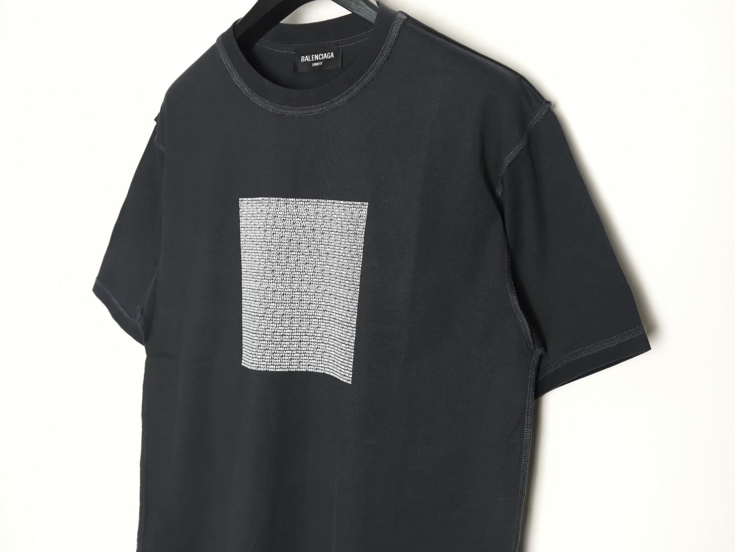 Balenciaga reverse stitching design dense English letters short sleeves