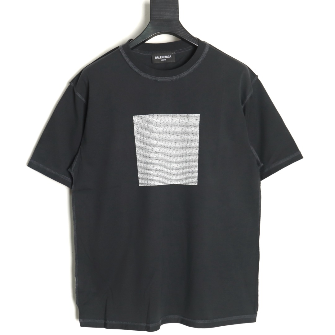 Balenciaga reverse stitching design dense English letters short sleeves