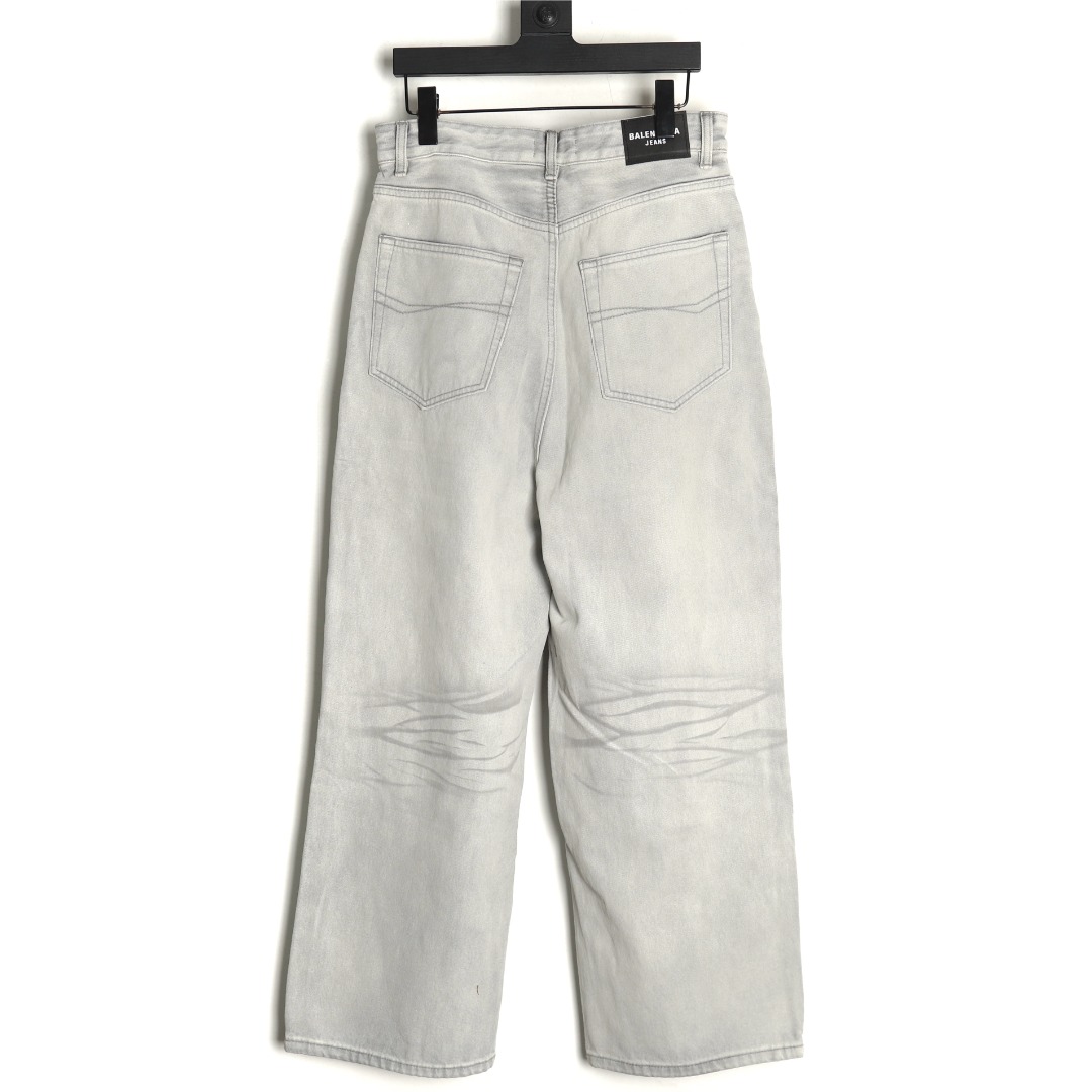 Balenciaga white waxed heavy jeans