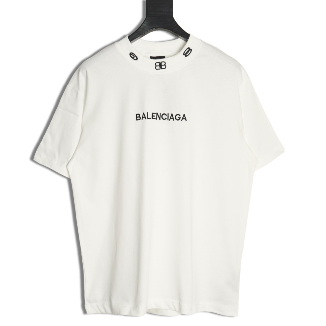 Balenciaga collar double B embroidered logo round neck short-sleeved T-shirt
