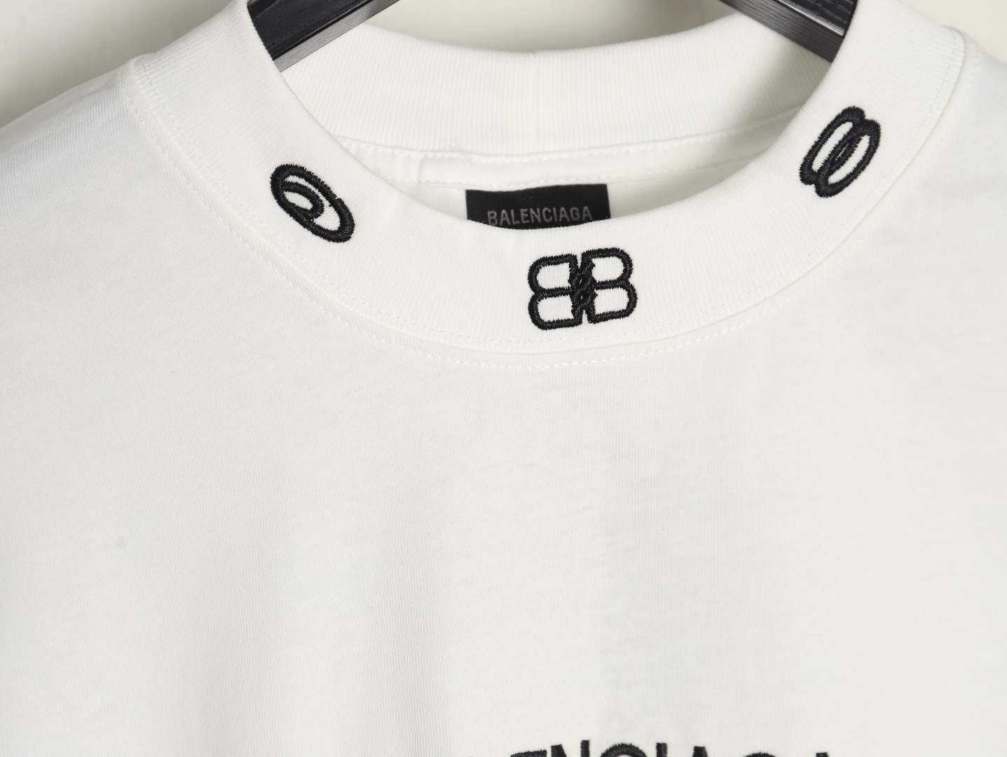 Balenciaga collar double B embroidered logo round neck short-sleeved T-shirt