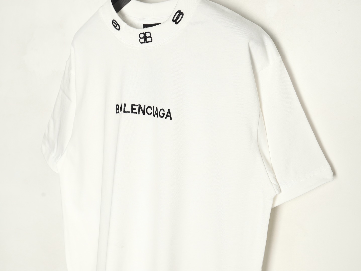 Balenciaga collar double B embroidered logo round neck short-sleeved T-shirt