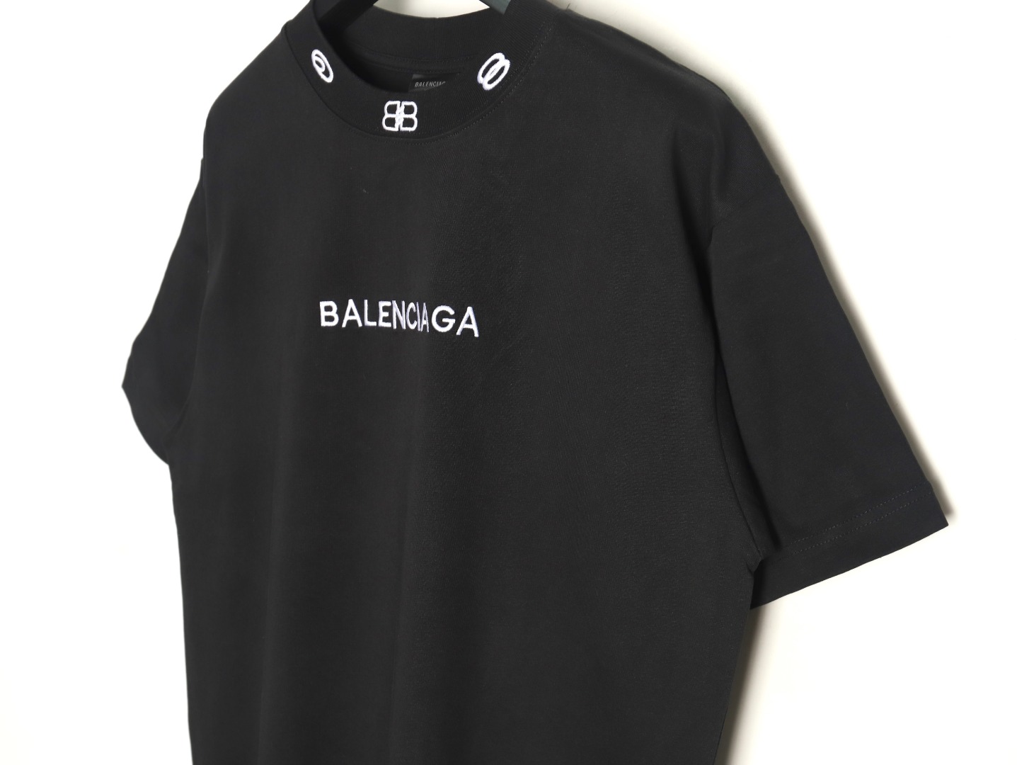 Balenciaga collar double B embroidered logo round neck short-sleeved T-shirt TSK1
