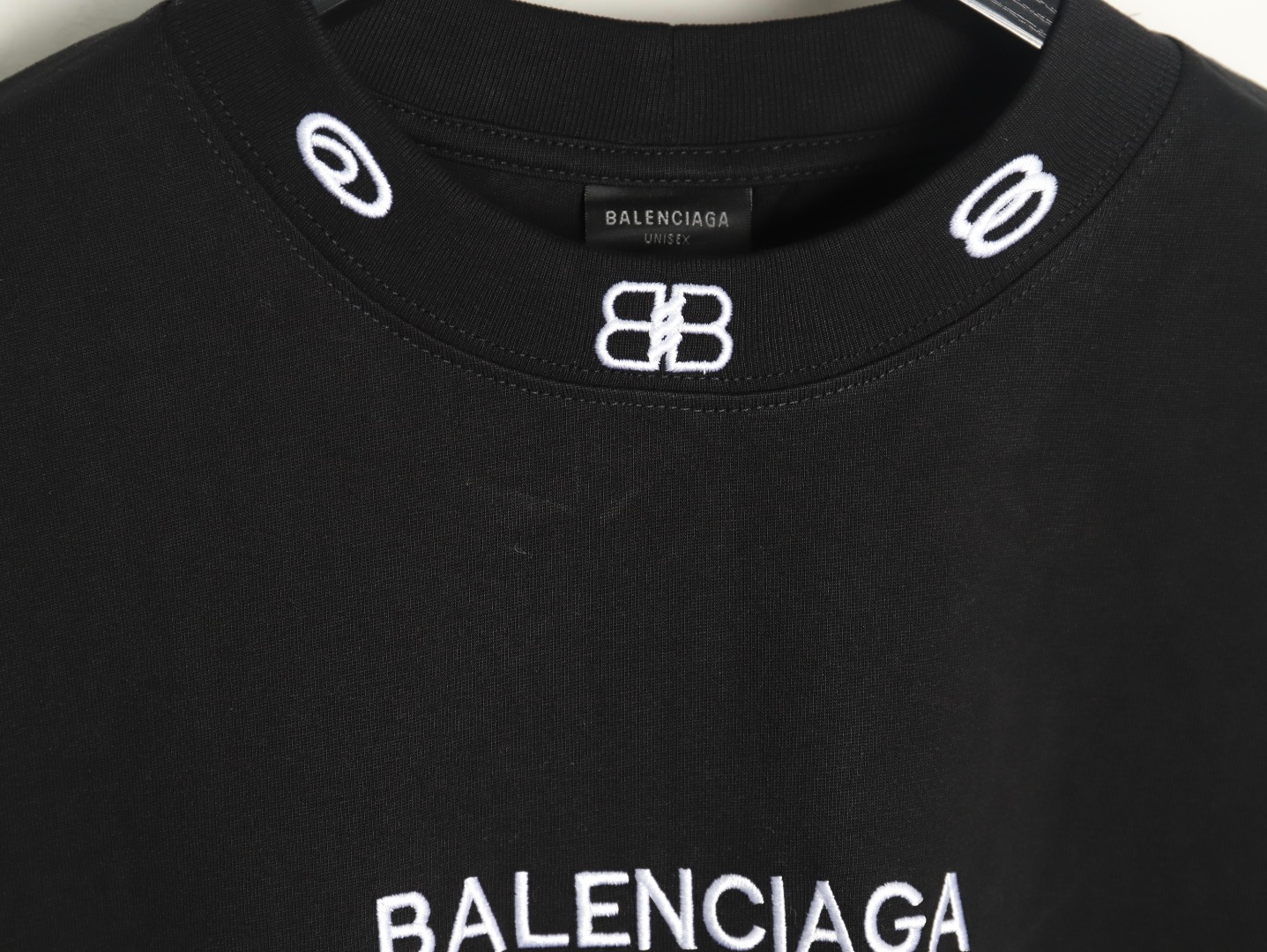 Balenciaga collar double B embroidered logo round neck short-sleeved T-shirt TSK1