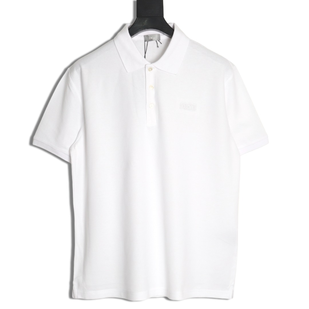 Dior square embroidery short sleeve polo shirt