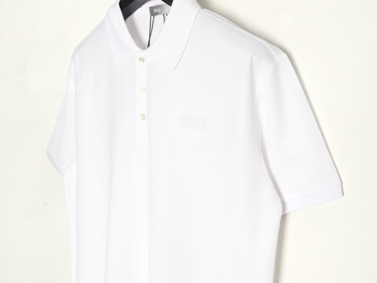 Dior square embroidery short sleeve polo shirt