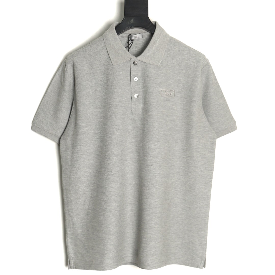 Dior square embroidery short sleeve polo shirt TSK1
