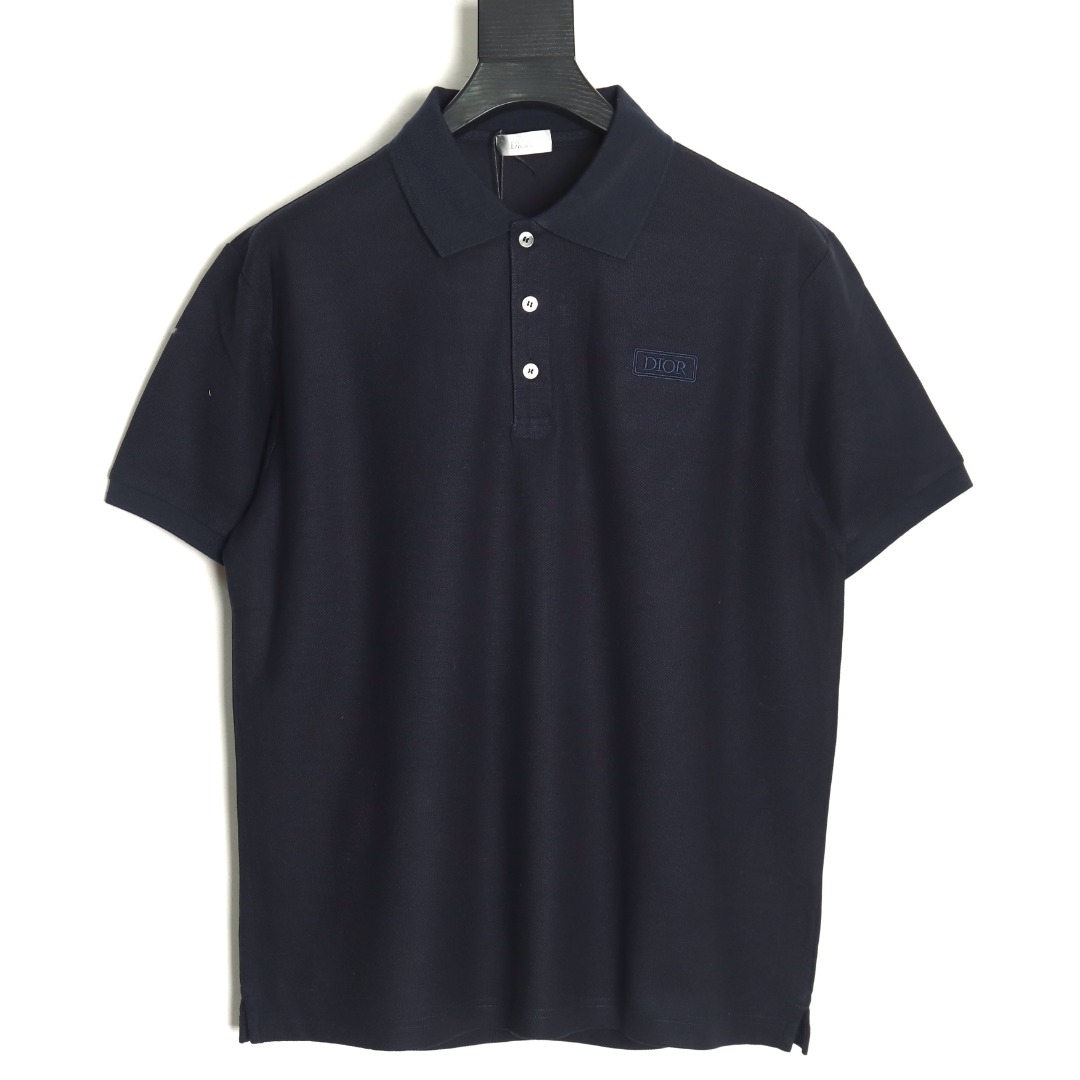 Dior square embroidery short sleeve polo shirt TSK2