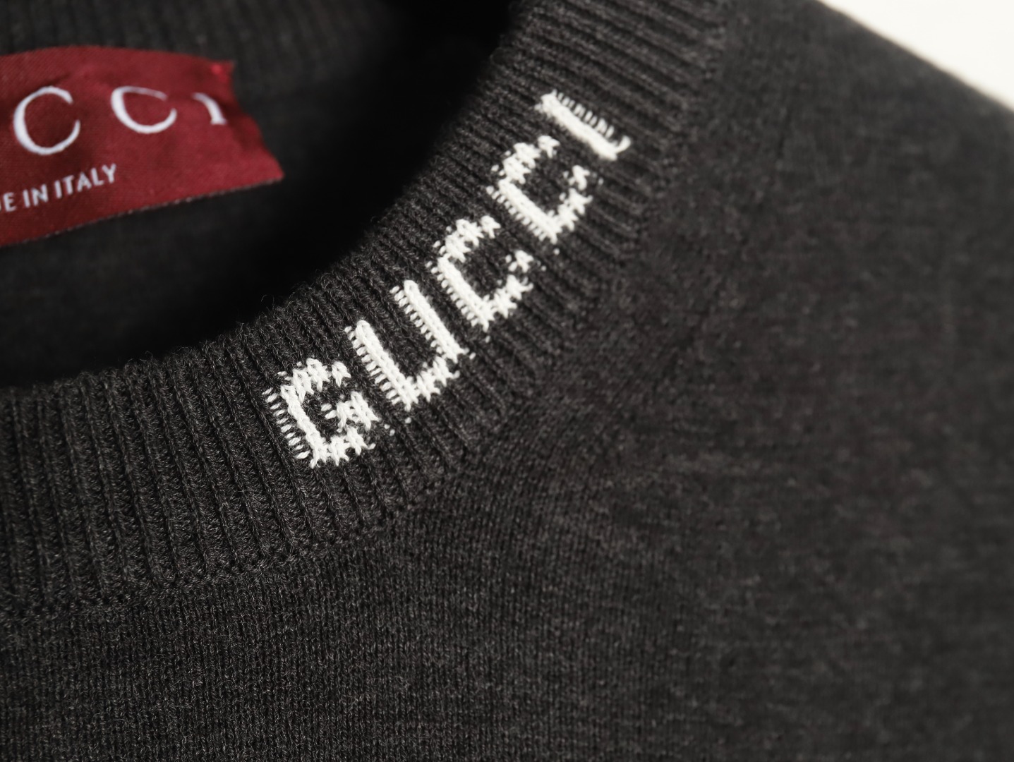 Gucci collar intarsia knitted short-sleeved T-shirt