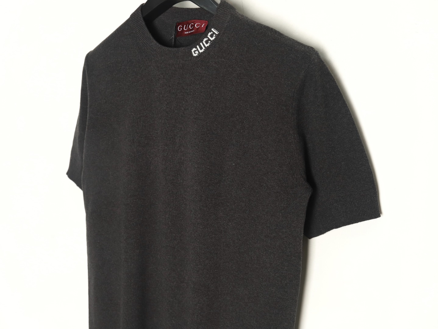 Gucci collar intarsia knitted short-sleeved T-shirt