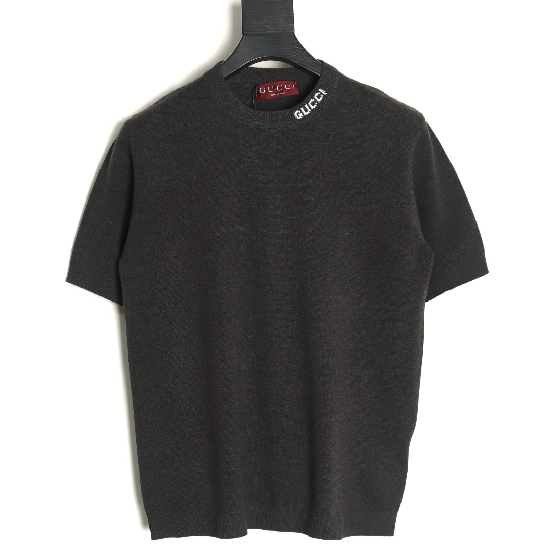 Gucci collar intarsia knitted short-sleeved T-shirt