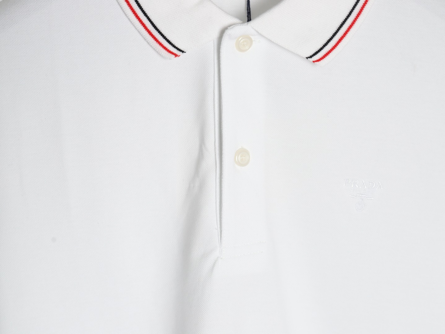 Prada embroidered logo red edge short-sleeve polo shirt