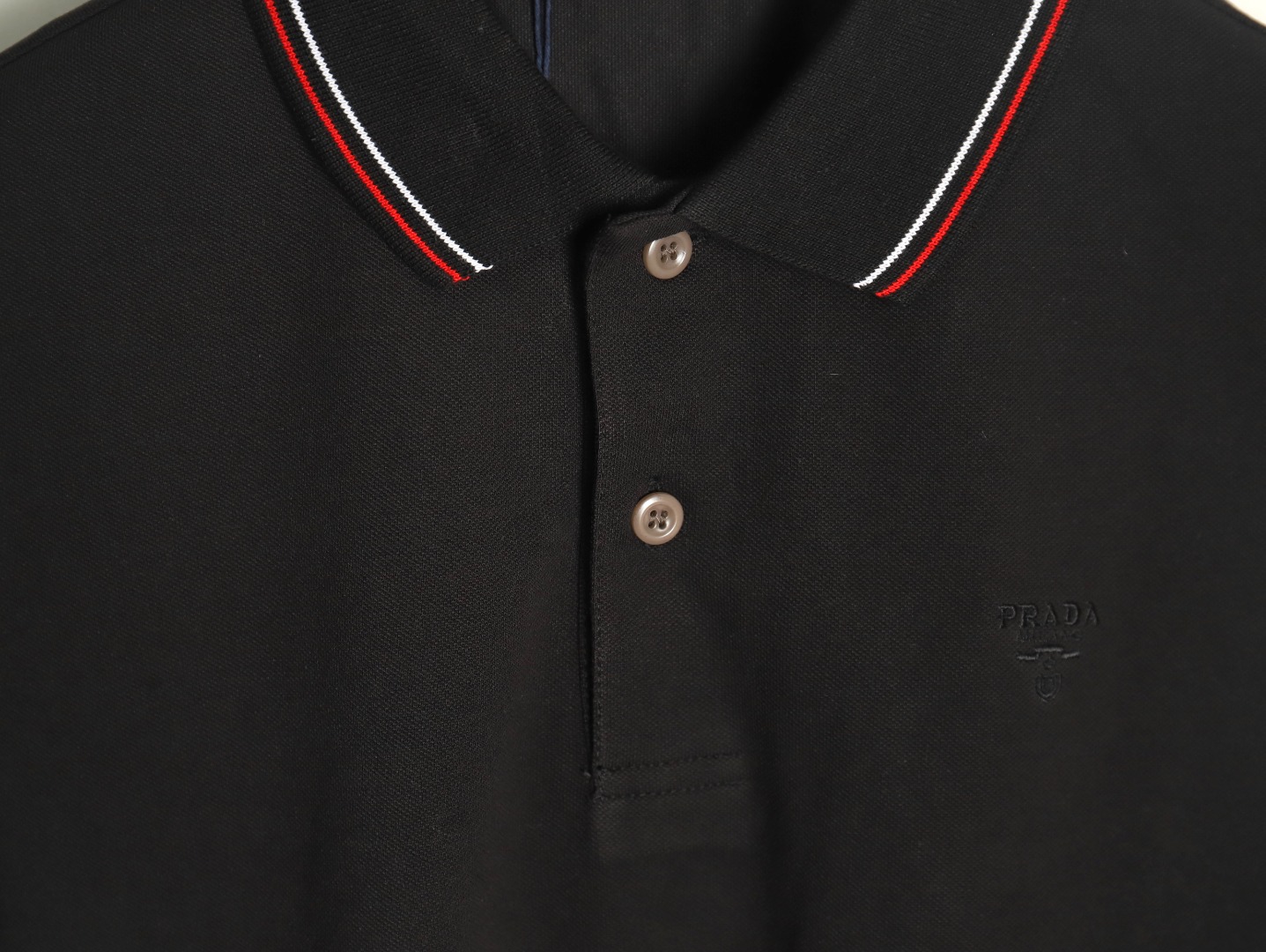 Prada embroidered logo red edge short-sleeve polo shirt TSK1