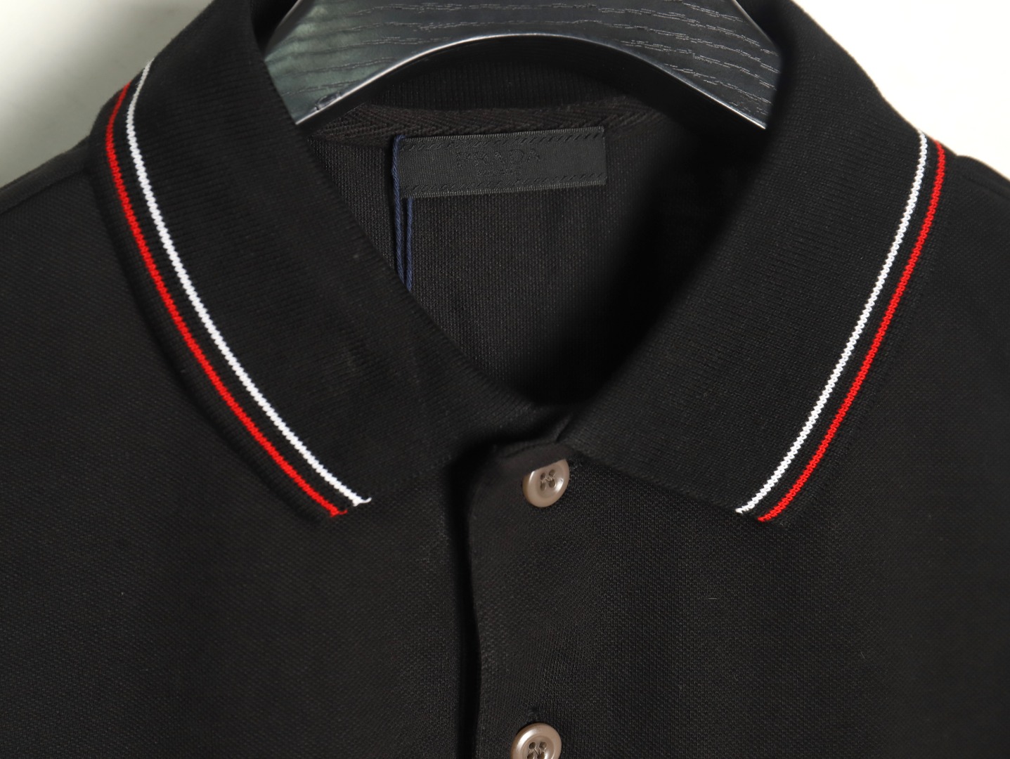 Prada embroidered logo red edge short-sleeve polo shirt TSK1