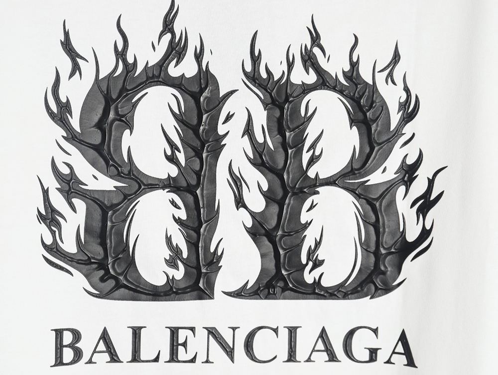 Balenciaga Flame Double B Letter Print Short Sleeve