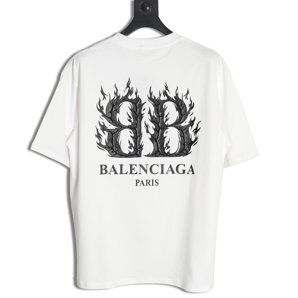 Balenciaga Flame Double B Letter Print Short Sleeve