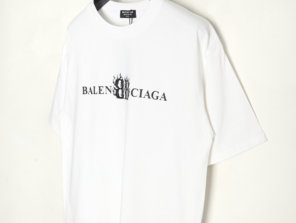 Balenciaga Flame Double B Letter Print Short Sleeve