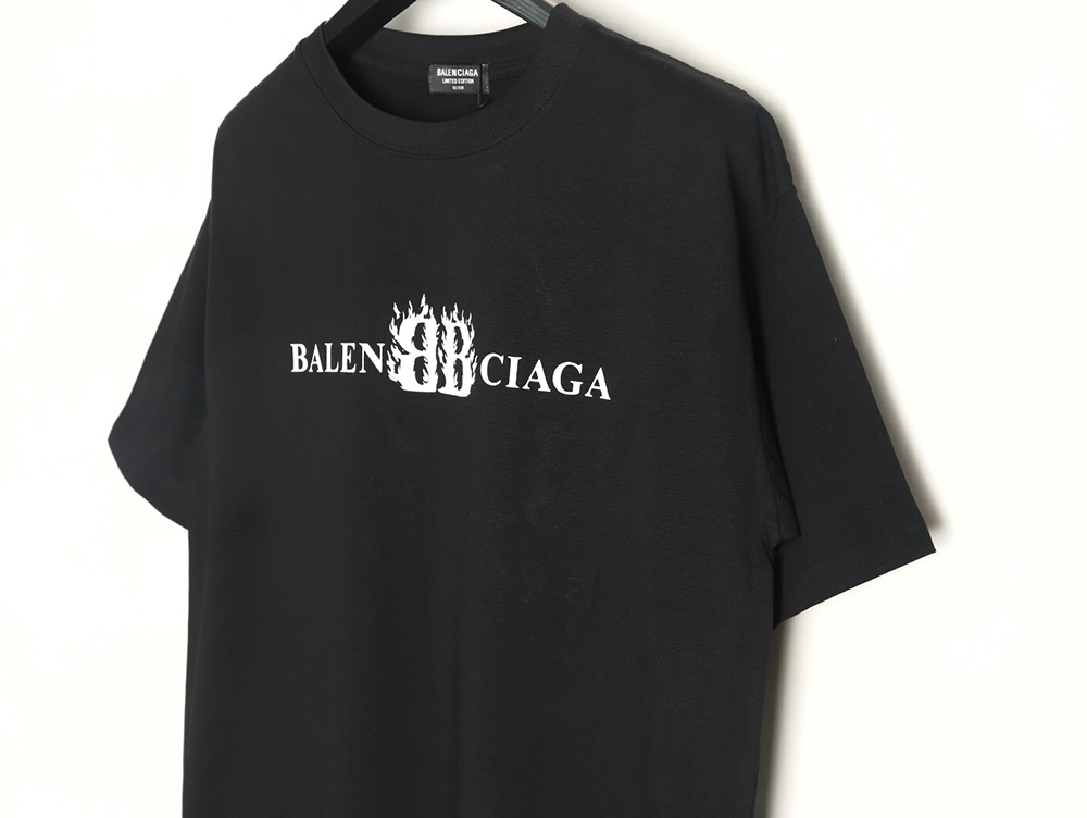 Balenciaga Flame Double B Letter Print Short Sleeve TSK1