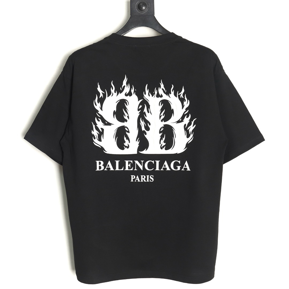 Balenciaga Flame Double B Letter Print Short Sleeve TSK1
