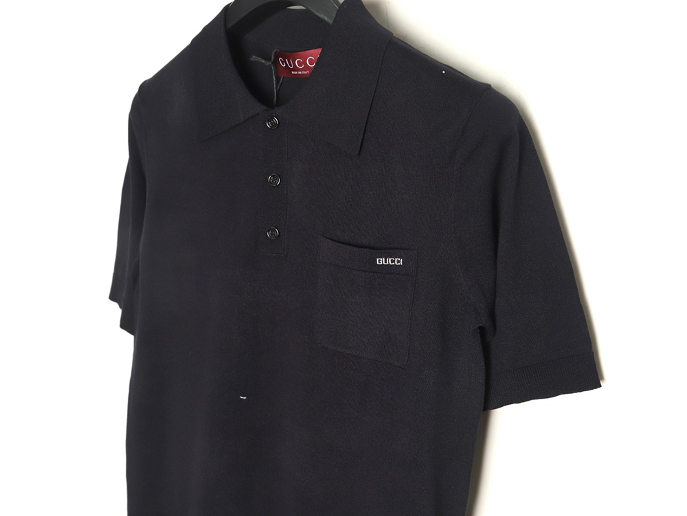 Gucci Small Logo Intarsia Knitted Short Sleeve Polo Shirt
