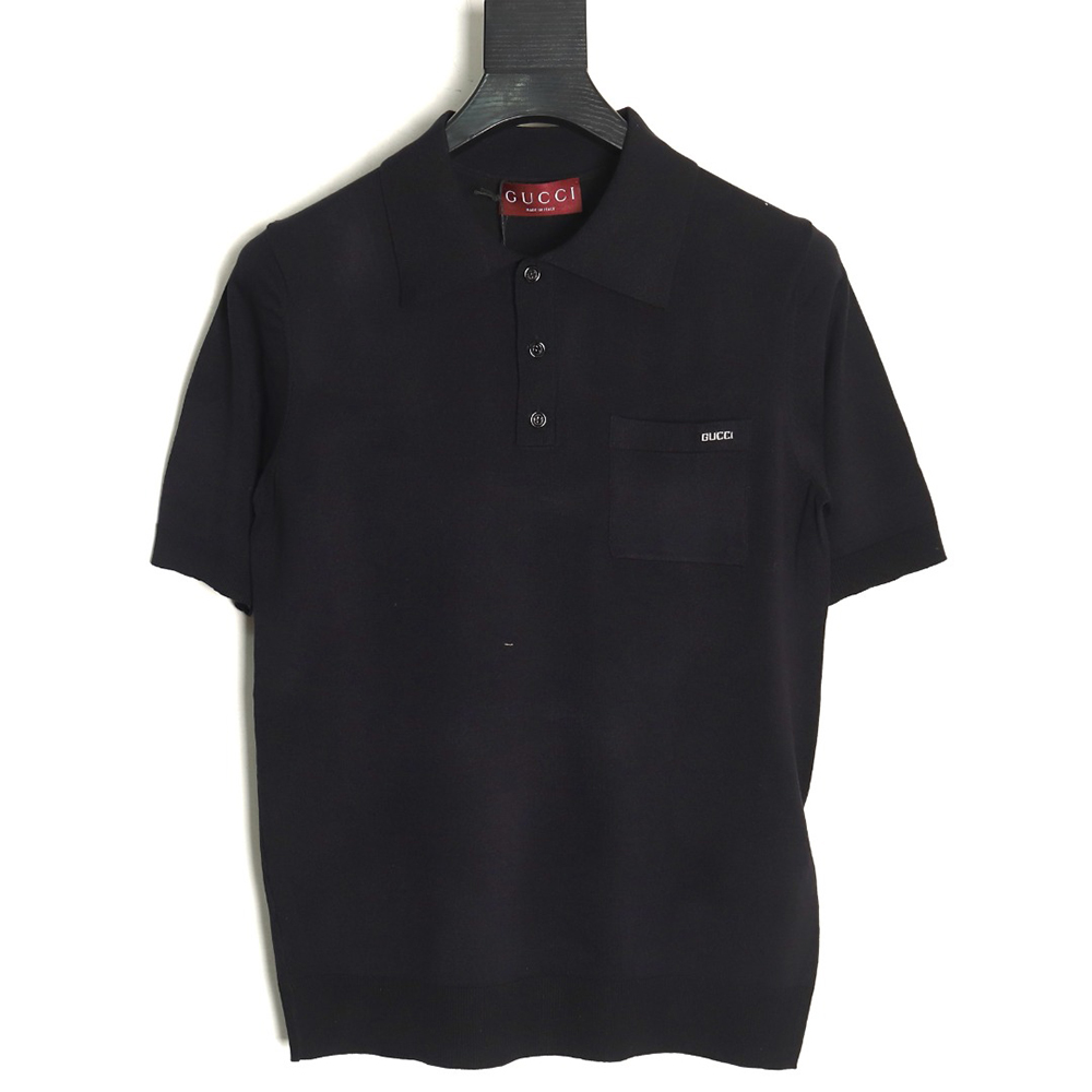 Gucci Small Logo Intarsia Knitted Short Sleeve Polo Shirt