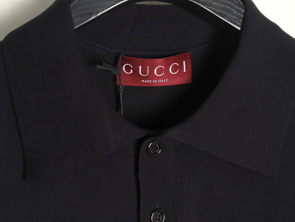 Gucci Small Logo Intarsia Knitted Short Sleeve Polo Shirt