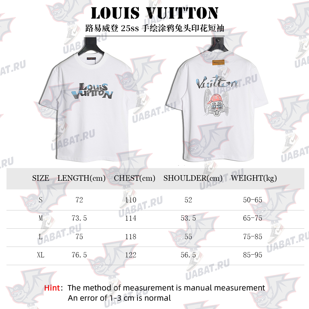 Louis Vuitton hand-painted graffiti rabbit head print short-sleeve