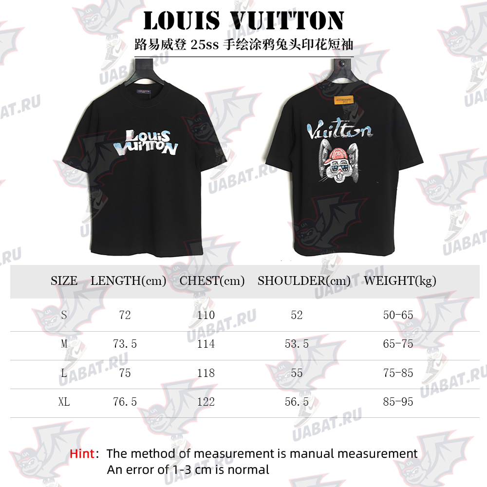 Louis Vuitton hand-painted graffiti rabbit head print short-sleeve TSK1