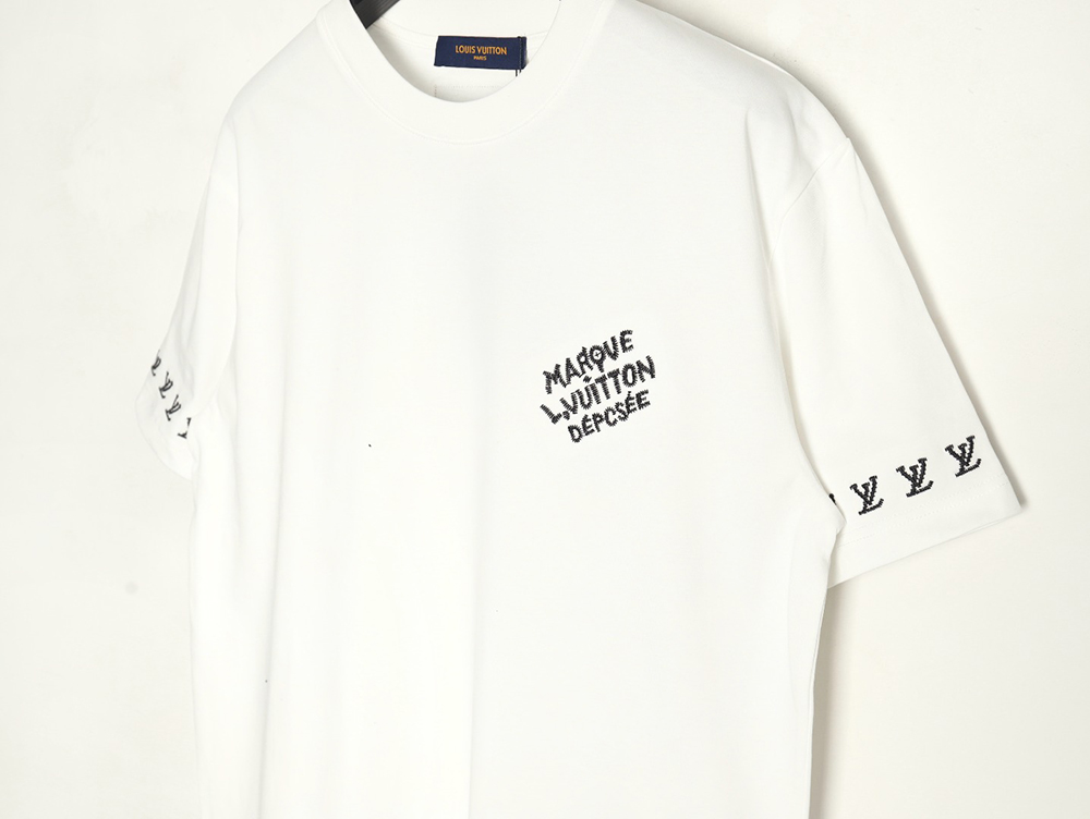 Louis Vuitton double sleeve badge slogan embroidered short sleeves