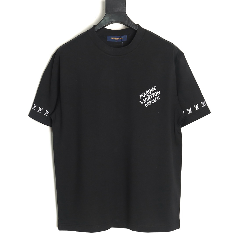 Louis Vuitton double sleeve badge slogan embroidered short sleeves TSK1