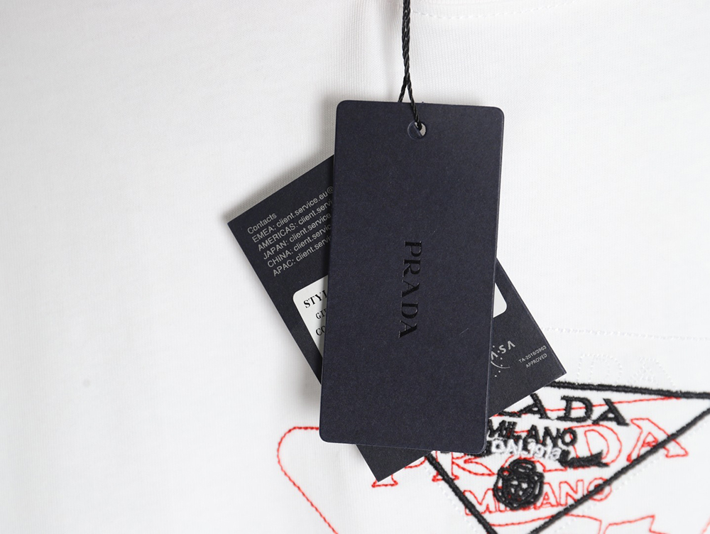 Prada Overlapping Embroidered Triangle Logo Short Sleeve