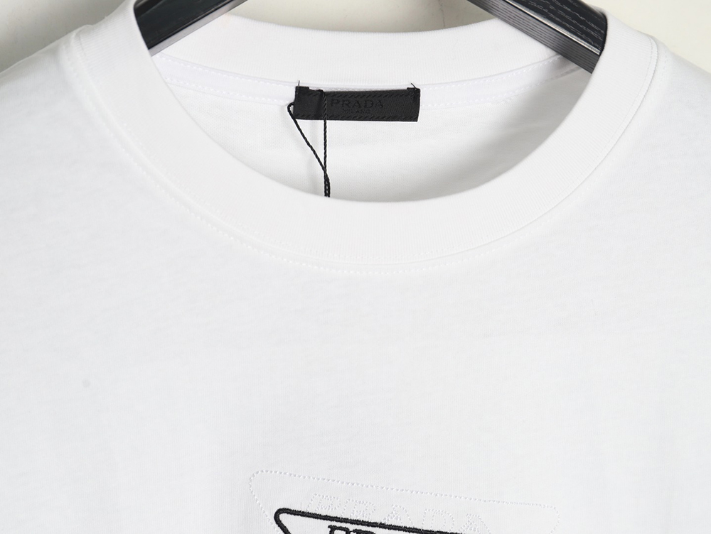 Prada Overlapping Embroidered Triangle Logo Short Sleeve