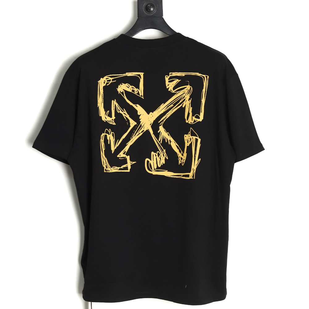 Off White Gold Painted Arrow Short Sleeves