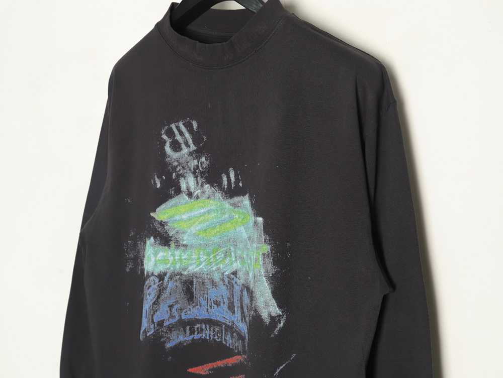 Balenciaga ripped long sleeves with blurred pattern TSK1
