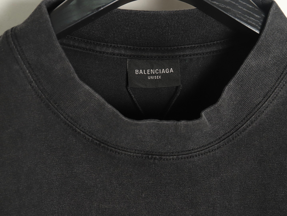 Balenciaga Night scene pattern faded letter print round neck short sleeve T-shirt