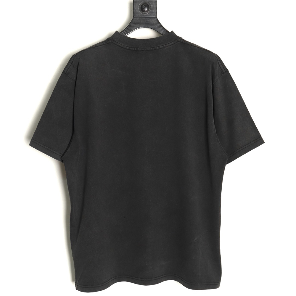 Balenciaga Night scene pattern faded letter print round neck short sleeve T-shirt