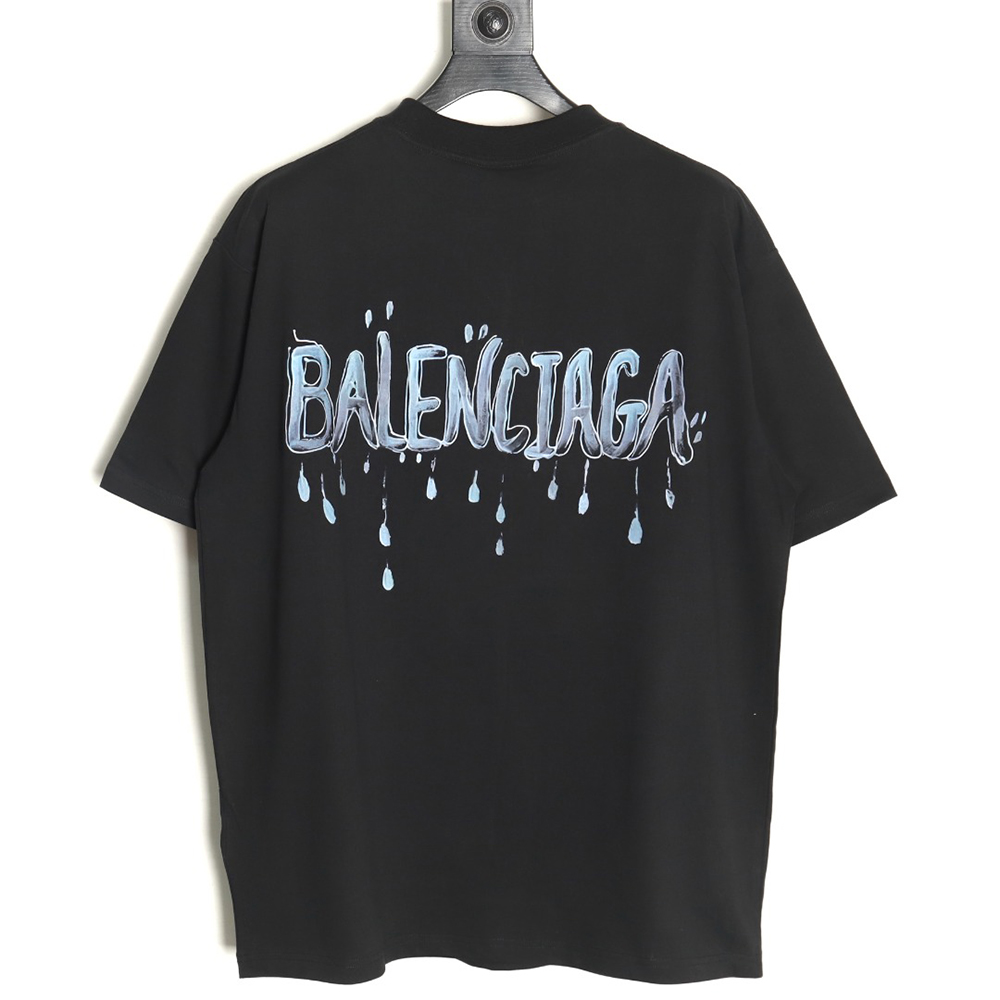 Balenciaga Double B cursive lettering print crew neck short sleeves
