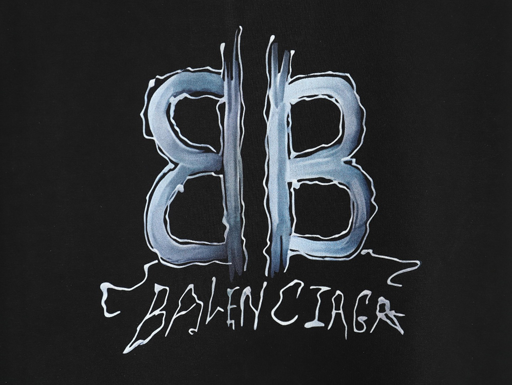 Balenciaga Double B cursive lettering print crew neck short sleeves