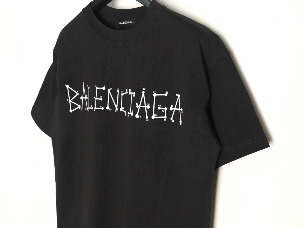 Balenciaga geometric logo double B flocked short-sleeved T-shirt TSK1