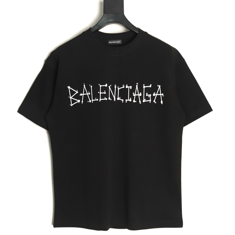 Balenciaga geometric logo double B flocked short-sleeved T-shirt TSK1