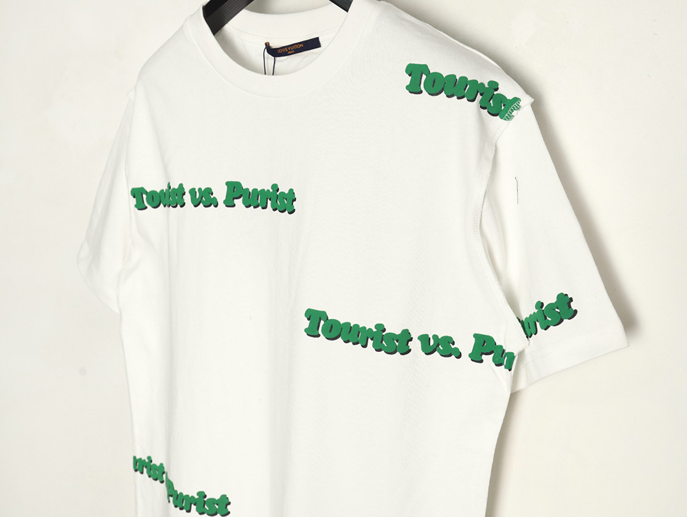 Louis Vuitton green foam lettering round neck short-sleeved T-shirt