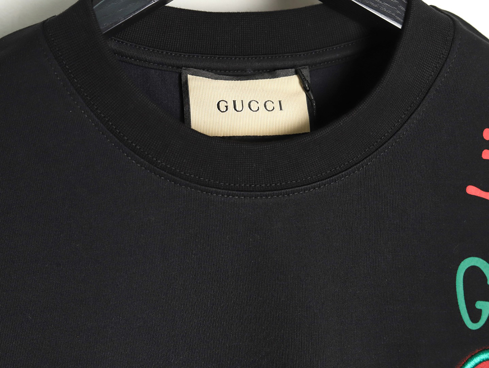 Gucci shoulder contrast logo tassel embroidered short sleeve T-shirt TSK1
